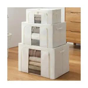 캔버스 패브릭 리빙박스 옷정리함 이불보관함 계절옷 수납함 3size