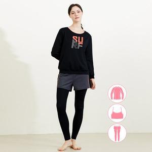 [베이직엘르][본사] 베이직엘르 여성인 루즈핏 맨투맨 래쉬가드 비치웨어 세트 BEL-W212K