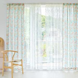 까르데코 앤틱플라워 도톰 쉬폰+벨라 레이스 긴창커튼 4장