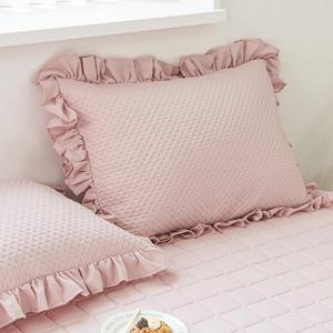 [라이크홈]스위트 프릴 십자누빔 베개커버 40x60 피치핑크 2P