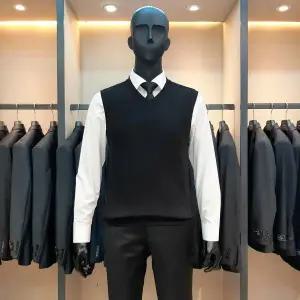 [바쏘](마산점)캐시미어 블랜디드 브이넥 남성조끼 [블랙]