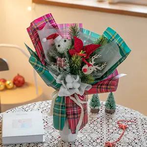 목화 조화 꽃다발 윈터레드 45cm 인테리어 꽃 선물 장식 기념일 졸업식 발표회 학예회