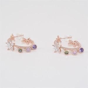 [오노마] ONM 달랑이큐빅 플라워 반원 귀걸이-92.5실버침 로즈골드 (S9593063)