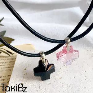 [타키비즈] 스왈십자가 펜던트 가죽목걸이