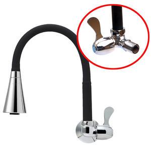 국산 플렉시블 단수 자바라 가로꼭지 블랙 코브라 벽붙이 냉수 전용 단수 주방용 씽크대 검정색 수전 싱크 수도꼭지 주방 휘어지는 스프레이 대정워터스 크리스탈 CR2061