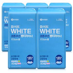 화이트 코튼쿠션 팬티라이너 롱 75매X5개