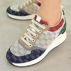 [더힐][더힐슈즈] 니트 패턴로고 키높이 여성여자 슬립온 스니커즈 운동화 5.5cm sjkc-23821