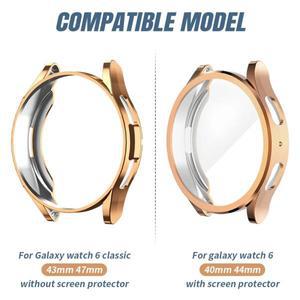삼성호환 갤럭시 워치 4/5/6 용 케이스, 소프트 TPU 올 어라운드 스크린 보호대 범퍼 쉘, 6 클래식 43mm 커