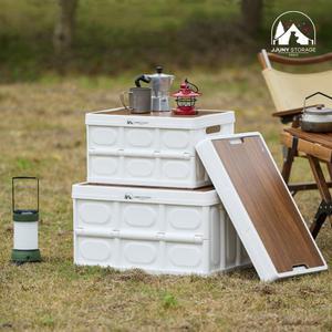 쭈니스토리지 캠핑 박스 수납 정리함 테이블 우드 상판 포함 2종 패키지 JS-219 폴딩박스 30L