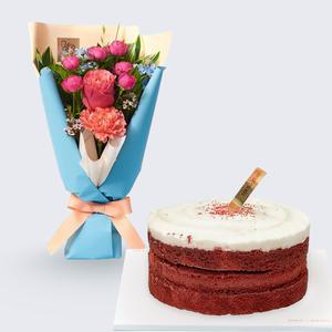 앙큼 꽃다발 + 뚜레쥬르 레드벨벳케익