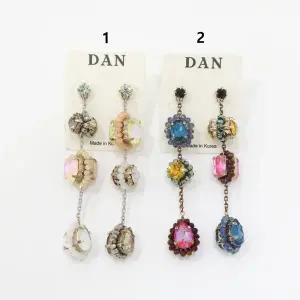 [하프클럽/]여자 클리어 롱드롭 큐빅 트윙클 2종택1 귀걸이
