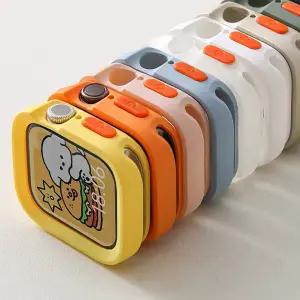애플워치 9 8 7 6 5 4 SE 울트라 호환 베젤링 테두리 컬러 실리콘 TPU 범퍼 케이스 40 41 44 45 49MM