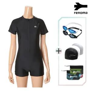 [롯데백화점]레노마 여성반팔2부반신수영복수경수모세트 LS2D872SET_BK