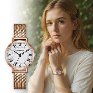 [메종드쉬] 여성 메탈 손목 시계 라운드 로마MDS-402MRG