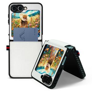 모란카노 갤럭시 Z플립6 시크릿 포켓 가죽 힌지 보호 카드 수납 케이스