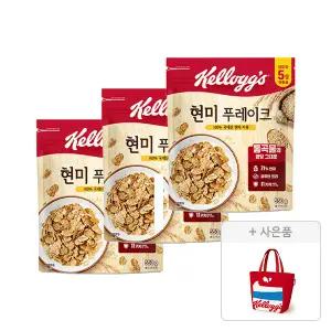 켈로그 현미후레이크 550g, 3개+증정(리유저블백 빨강, 1개)