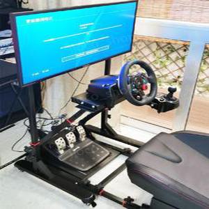 레이싱 게임 모니터거치대 이동식 바퀴 운전 시뮬레이터 자동차 받침대 스탠드 스크린 휠 조절 조이스틱