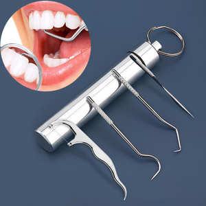 스테인레스 이쑤시개 악어새괭이 휴대용 치간 치솔 치실 스텐 4P1세트