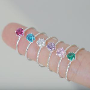 최고급 컬러 지르코니아 순은 3부 다이아 탄생석 큐빅  왕관실반지 민자 컷팅