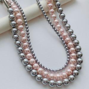 [써지컬마감] 핑크 / 그레이 핵진주 목걸이 ( 그레이 / 핑크 )