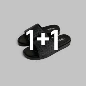 [노프라브럼]1+1 남자 남성 키높이 가죽 뮬 슬리퍼 1컬러