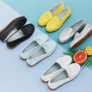 [30% 단하루] 펀칭로퍼 여성 소가죽 로퍼