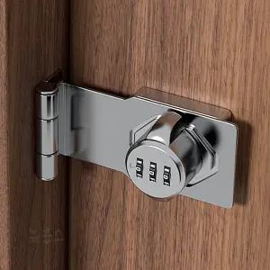 아날로그 비밀번호 현관문 방문 자물쇠 사물함 자물쇠걸이 문고정 열쇠 실버