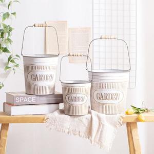 빈티지 양철 양동이  화이트