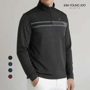 김영주스포츠 남성 반집업 스트라이프 기모티셔츠 골프웨어 가을 겨울티 KRMT36