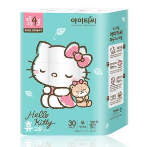 헬로키티 화장지 휴그린 4겹30롤 물에잘녹는 두루마리휴지 집들이