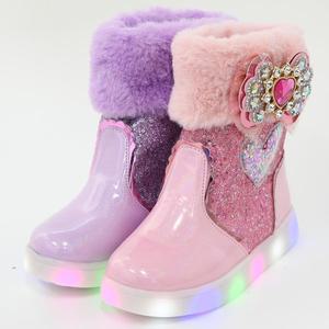 하트보석 털안감 여아 키즈 패션 여아 LED 겨울부츠