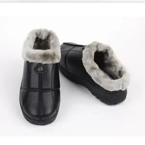 남자직장인 가죽 방한 털안감 슬리퍼