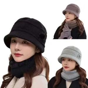 겨울 예쁜 여성 모자 미시 중년 데일리 방한 털모자  엄마 할머니 선물 니트 챙모자 여자 벙거지 버킷햇  40대 50대 60대