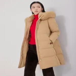 [지센] 구스 폭스후드 퀄팅 롱 다운패딩 LFFCOB01