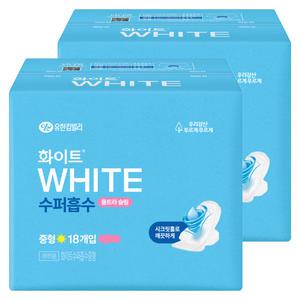 화이트 수퍼흡수 울트라슬림 중형 18개입 2팩