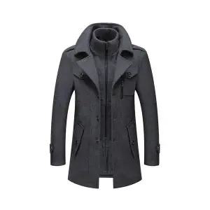 EAMT 남자 하프 코트 추동 비즈니스 모직 패션 더블 칼라 방한 힛템