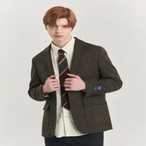 [24FW] HZJA4D404K2 MOON TWEED 카키 헤링본 트위드 울 자켓