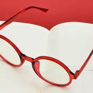 레드동글안경테 빨강 포인트 파티용품 컬러 블루라이트차단