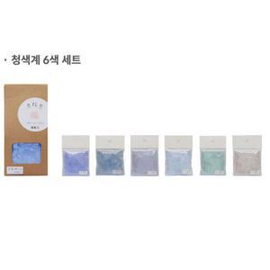 길상 호분 분채 물감 청색계 6색 세트- 15g 동양화, 한국화, 민화