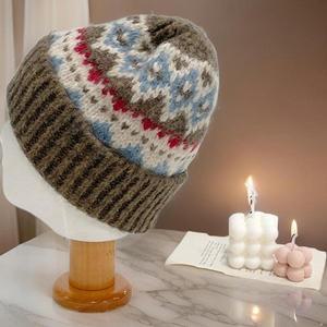 [다잇템]여자 울니트 노르딕 패턴 폴딩 남자 덤블 모자_P383032072