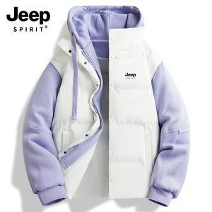 JEEP SPIRIT 남녀?용 패딩 후드 페이크 투피스 점퍼 솜옷