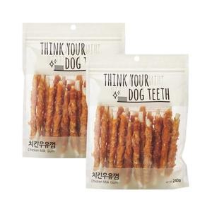 [멍멍몰]띵독 띵크유어독 치킨 딩고 우유껌 스틱 24p x 2개