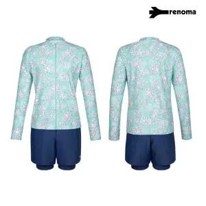 [레노마수영복]여성 비치 모노 플라워 3피스 나시 인컵 집업 래쉬가드 세트 민트-RN-LS2F924-MN