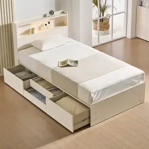 에보니아 카이 LED 수납서랍 2단 침대 프레임 슈퍼싱글 / 수퍼싱글 이단 침대