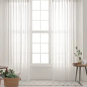 1+1 소프트 나비주름 핀형/봉집형 쉬폰커튼 긴창 화이트 (커튼끈,커튼핀 포