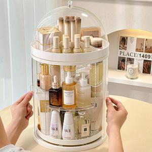 회전 정리대 선반 정리함 케이스 화장품 아크릴 보관 뚜껑 스킨케어 상자 대용량 보관함