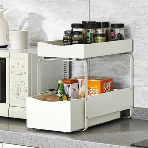 [나인홈가구]철제 슬라이딩 2단 선반 부엌정리 슬라이드 수납함