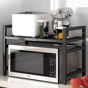 폭조절 높이조절 렌지대 2단 오픈형 오븐 밥솥 전자레인지 주방 선반 수납장