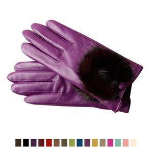 [셀러허브]손등 털장식 여성 가죽장갑 보라색 패션 양가죽 장갑 (S11733347