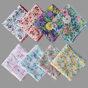 국산 레이스 손수건 쁘띠스카프 아사 면 거즈 에티켓 무릎덮개 목수건 선물 대형 체크 꽃무늬 여성 단체